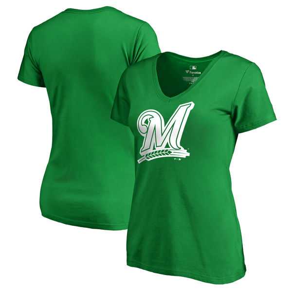 Women Milwaukee Brewers Fanatics Branded Kelly Green Plus Size St. Patrick's Day White Logo V Neck T-Shirt,We sell and wholesale Women Milwaukee Brewers Fanatics Branded Kelly Green Plus Size St. Patrick's Day White Logo V Neck T-Shirt on line form chian!